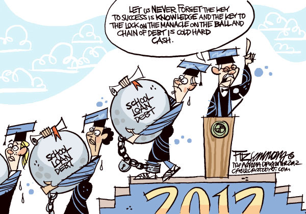 Image result for school loan debt graduation cartoon